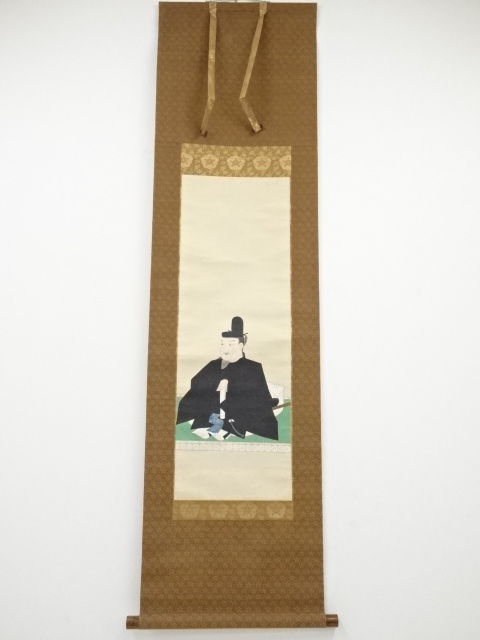 JAPANESE HANGING SCROLL / HAND PAINTED / SUGAWARA NO MICHIZANE / EDO MEIJI PERIOD